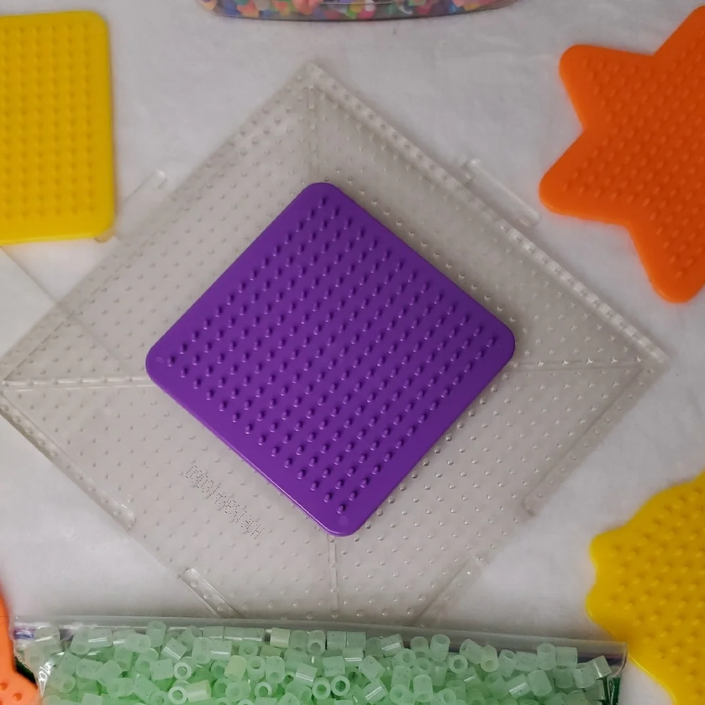 11,000 Perler Bead Container 6 Pegboards Glow In The Dark Perler Beads Set